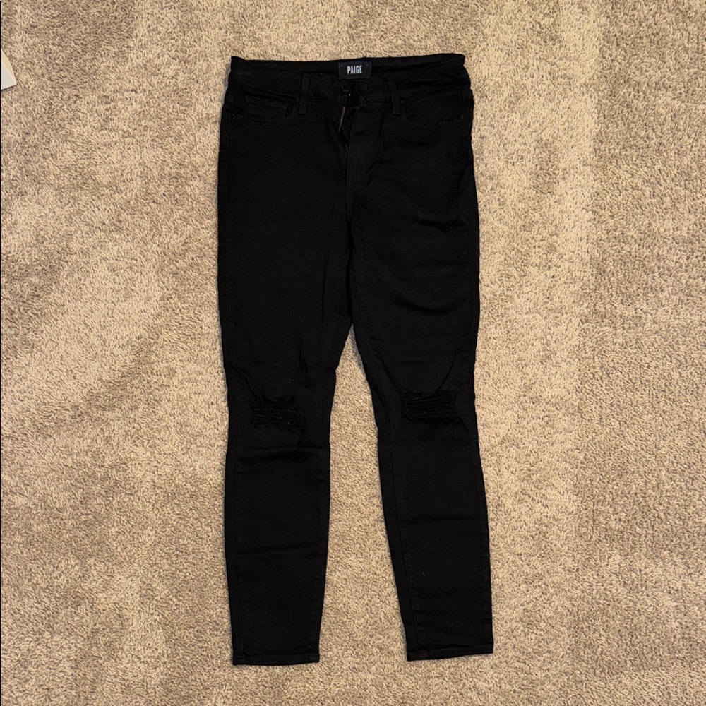 PAIGE Women's Black Skinny Jeans distressed size 28
